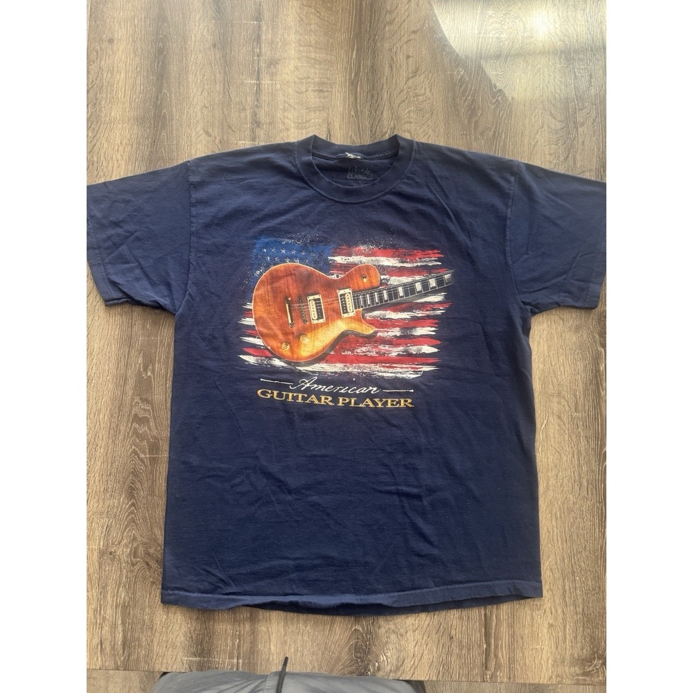 Lifestyle Classics America Guitar Player T Shirt 100% Cotton Blue Mens Size XL